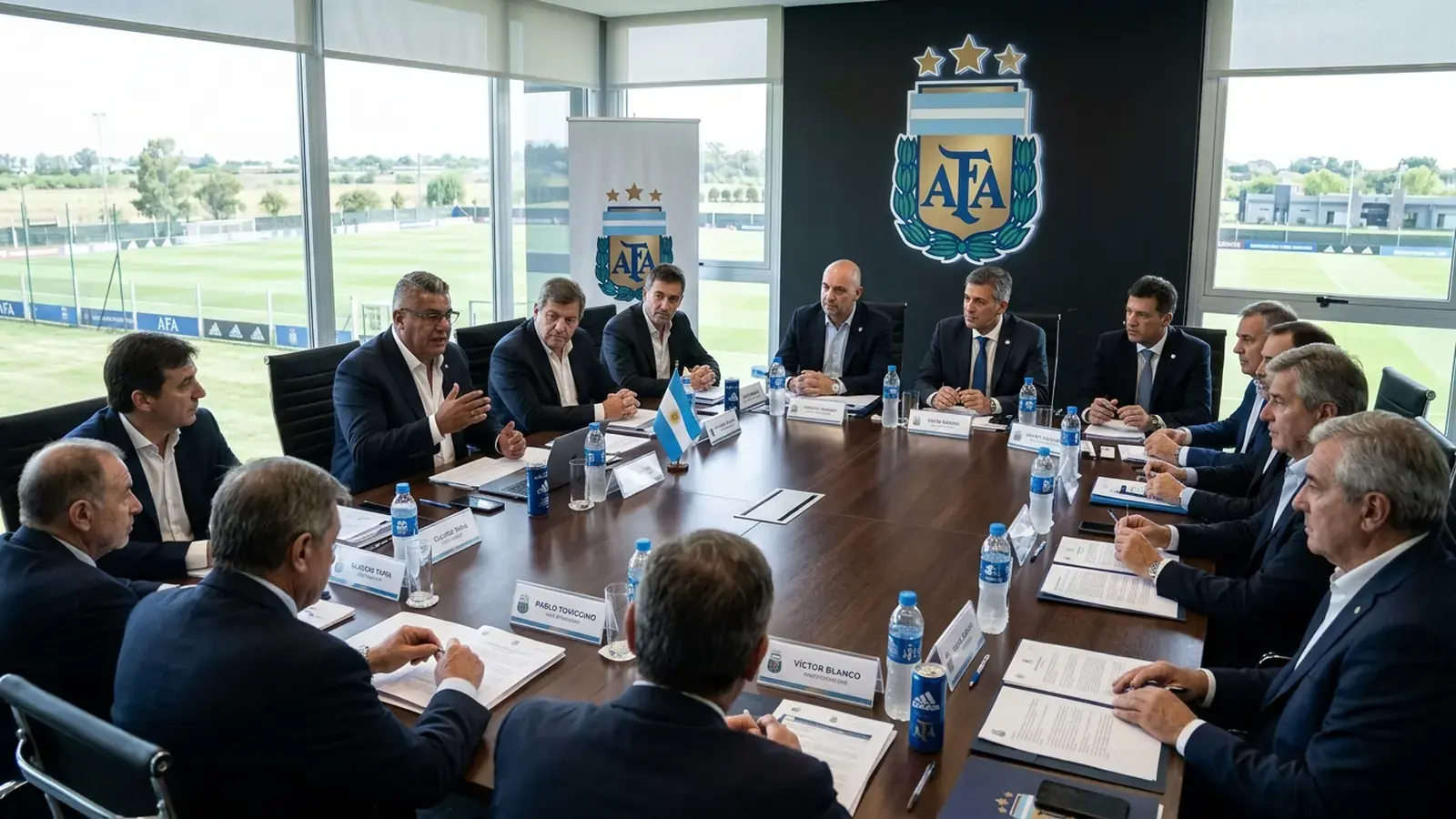 Reunión plenaria del Comité Ejecutivo de la AFA encabezada por Claudio Tapia en el predio de Ezeiza