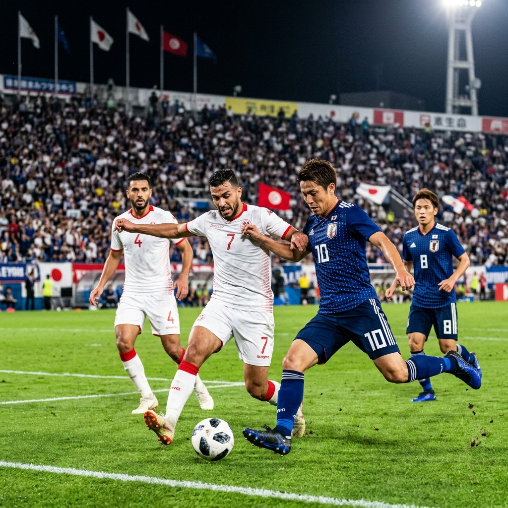 Japón ya le gana a Túnez con un gol de taco, en el partido 1000 en la historia de los Mundiales