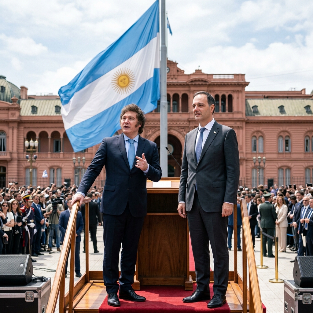 Milei se mostró con Adorni en el acto por el día de la Bandera y destacó a Belgrano como "el primer intelectual liberal"